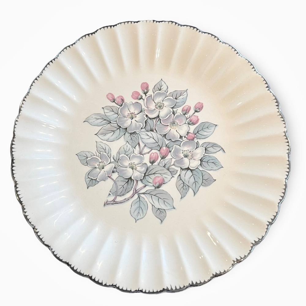 Vintage American Limoges Grey Blossom Dinner Plates Set of 6 9.75” Diameter